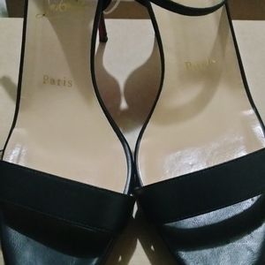 Christian louboutin black strappy stilleto sandals